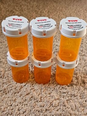 Set of 6 Empty Rx Bottles for Storage Art Craft Travel Sewing Organizing Etc